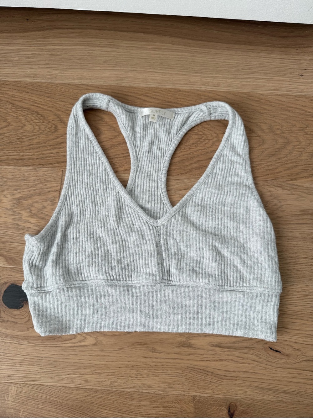Z Supply Ribbed Racerback Bralette in Light Gray